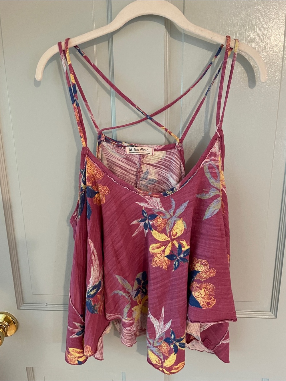 Free People Hey Girl Floral Strappy Swing Cami Large
